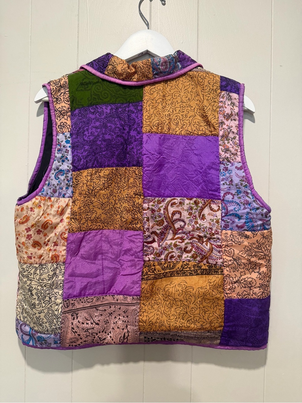 Tantrums Quilted Patchwork Vest in Purple, Pink & Gold - Picture 6 of 6